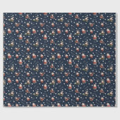 Golfing Santa on Navy Blue Geschenkpapier (Flach)