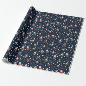 Golfing Santa on Navy Blue Geschenkpapier (Ungerollt)