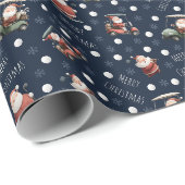 Golfing Santa on Navy Blue Geschenkpapier (Rolleneckpunkt)
