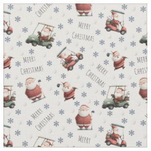 Golfing Santa on White Stoff
