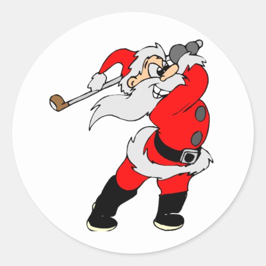 Golfing Santa Runder Aufkleber (Vorderseite)