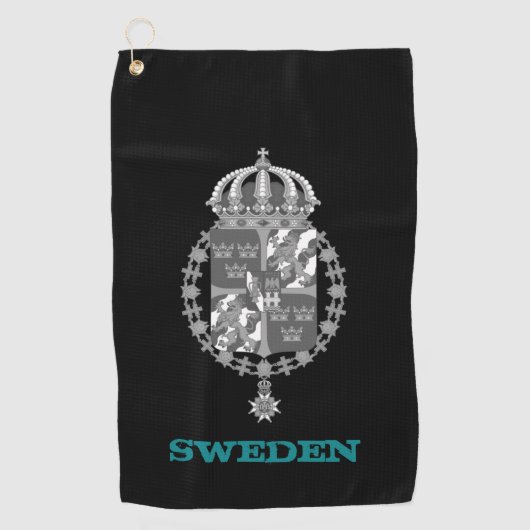 Golfing Schweden & Schwedisches Wappen / Flagge Golfhandtuch (Vorderseite)