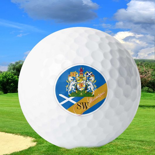 Golfing Scotland & Monogram, Scottish Flag /golden Golfball