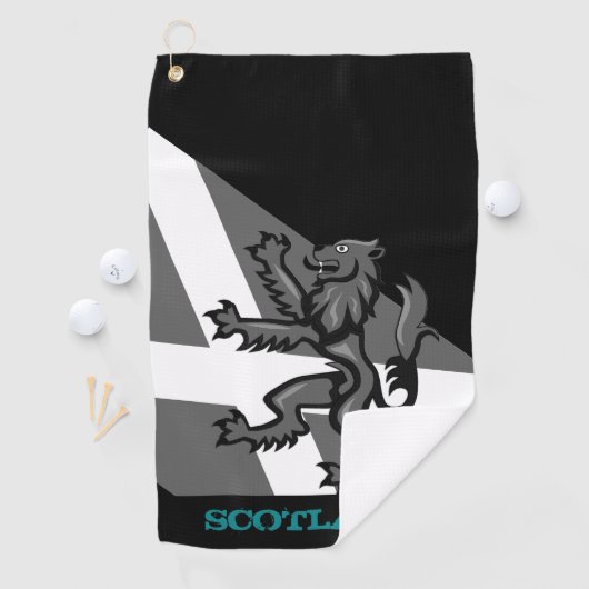 Golfing Scotland & Rampant, Schottische Flagge Golfhandtuch (Insitu)