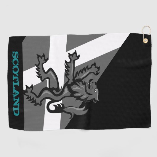 Golfing Scotland & Rampant, Schottische Flagge Golfhandtuch (Horizontal)