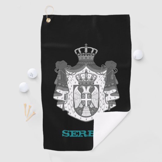 Golfing Serbien & serbisches Wappen / Flagge Golfhandtuch (Insitu)