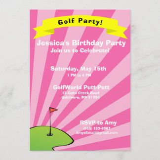 Golfing Themed Geburtstagsparty Einladung