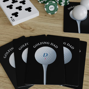 Golfing Vater Teeing off Monogram Golfer's Black Spielkarten