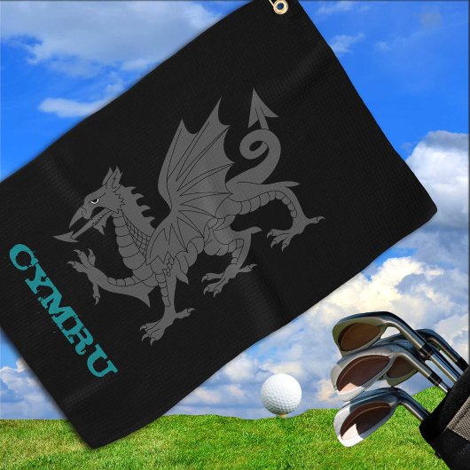 Golfing Wales & Dragon, walisisches Wappen / Flagg Golfhandtuch