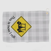 Golfing Yield Grau Kariertes Golfhandtuch (Horizontal)