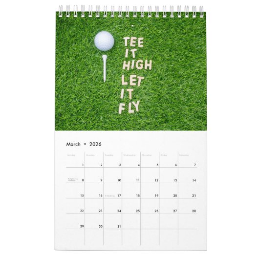 Golfkalender mit Golfball auf grünem Gras Kalender (Mär 2026)