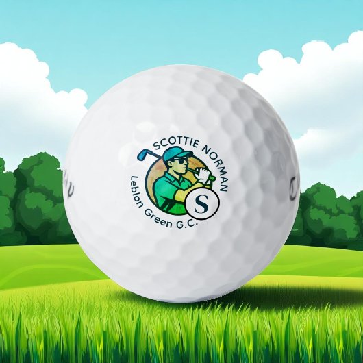Golfklub Name Modern Mit Monogramm Golfball