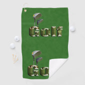 Golfklubs auf grünem Denim, Golfhandtuch (Insitu)