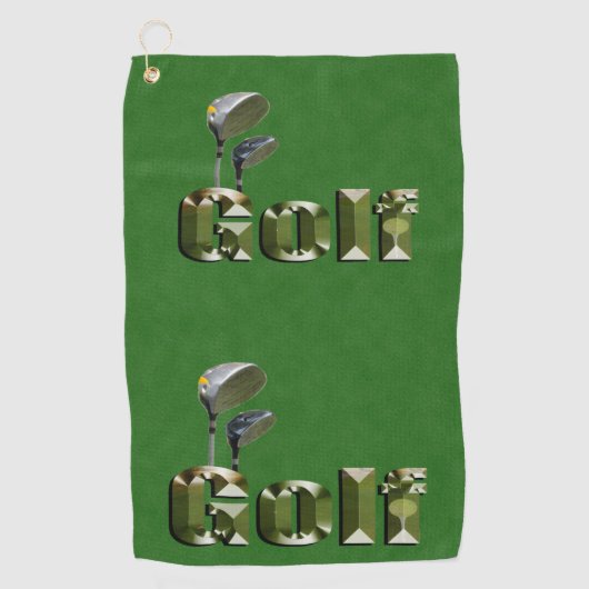 Golfklubs auf grünem Denim, Golfhandtuch (Vorderseite)