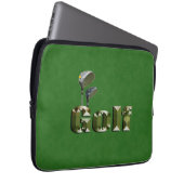 Golfklubs auf grünem Denim, Laptopschutzhülle (Vorne Rechts)