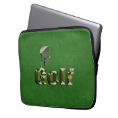 Golfklubs auf grünem Denim, Laptopschutzhülle (Vorderseite Links)