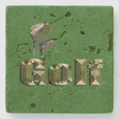 Golfklubs auf grünem Denim, Steinuntersetzer (Vorderseite)