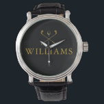Golfklubs mit Personalisiertem Namen in Schwarz un Armbanduhr<br><div class="desc">Personalisieren Sie den Namen in klassischer Typografie,  um ein einzigartiges Golfgeschenk zu schaffen und für jeden Golfer zu behalten. Entwickelt von Thisisnotme©</div>