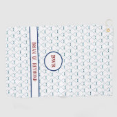 Golfklubs mit Spielername auf weißer, sauberer Bas Golfhandtuch (Horizontal)