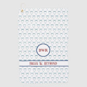 Golfklubs mit Spielername auf weißer, sauberer Bas Golfhandtuch (Vorderseite)