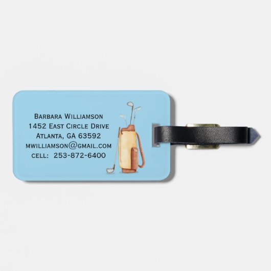 Golfklubs Monogram Name Gepäckanhänger (Rückseite horizontal)