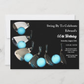 Golfklubs und Balls zum Abstrakten Geburtstag Einladung (Vorderseite)