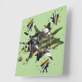 Golfklubs und T-Shirts, Abstrakte Kunst, Quadratische Wanduhr (Winkel)