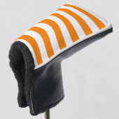 Golfkopfabdeckung Orange & Weiß gestreift Golf Headcover (3/4 Vorderseite)