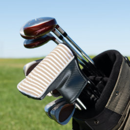 Golfkopfhaube Beige & Weiß gestreift Golf Headcover