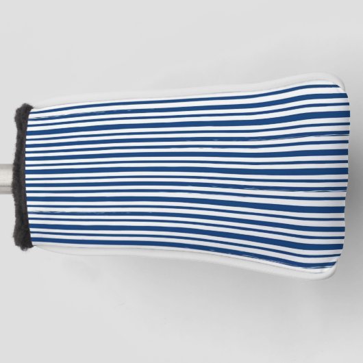 Golfkopfhaube Robust Blau-Weiß Gestreift Golf Headcover (Vorderseite)