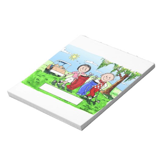 Golfkuppel - Personalisierter Cartoon Notizblock (Rotiert)