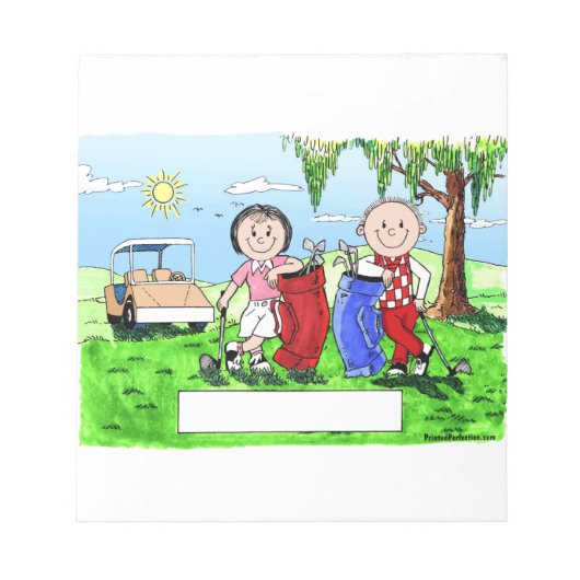 Golfkuppel - Personalisierter Cartoon Notizblock (Vorderseite)