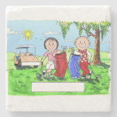 Golfkuppel - Personalisierter Cartoon Steinuntersetzer (Vorderseite)