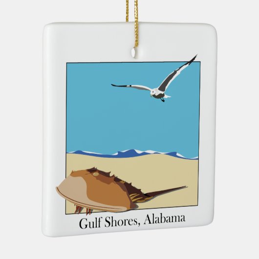 Golfküste, AL Horseshoe Crab Sea Gull Strand Keramikornament (Rechts)