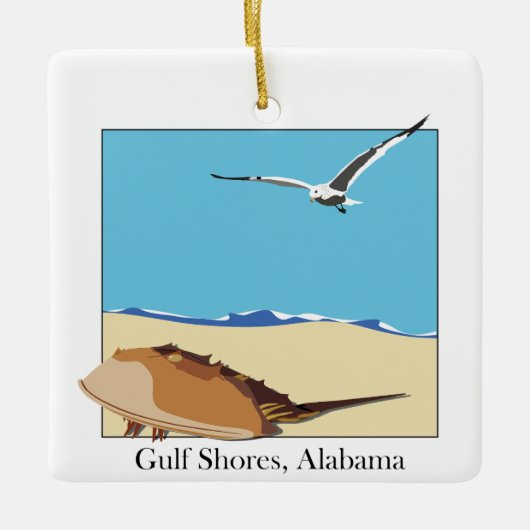 Golfküste, AL Horseshoe Crab Sea Gull Strand Keramikornament (Vorderseite)