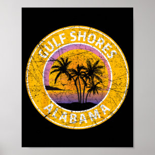 Golfküste Alabama Al Vintage Retro 80er Sommer Poster