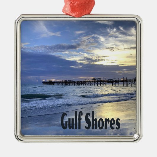 Golfküste Alabama Beach Sunrise Pier Ornament Aus Metall (Vorne)