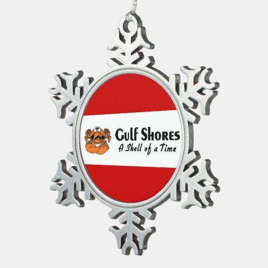 Golfküste Alabama Crab Schneeflocken Zinn-Ornament (Rechts)