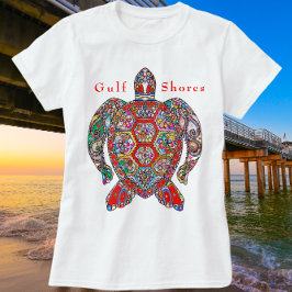 Golfküste Alabama Farbenfrohe Meeresschildkröte T-Shirt