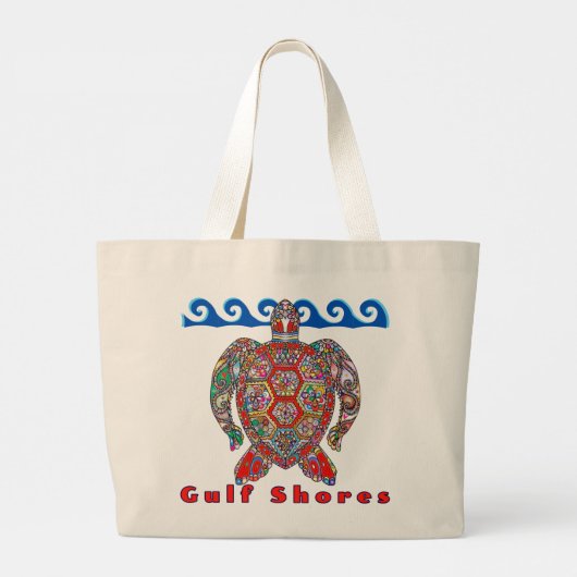 Golfküste Alabama farbenfrohe Mosaikschildkröte Jumbo Stoffbeutel (Rückseite)