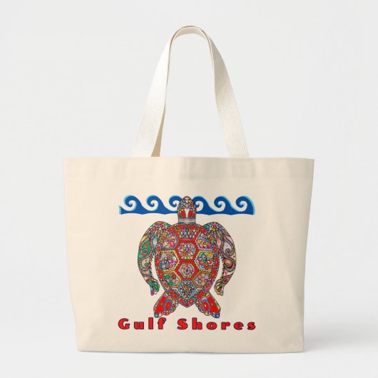 Golfküste Alabama farbenfrohe Mosaikschildkröte Jumbo Stoffbeutel (Vorne)