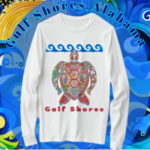 Golfküste Alabama farbenfrohe Mosaikschildkröte T-Shirt