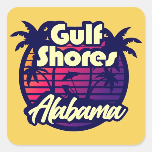 Golfküste Alabama Quadratischer Aufkleber (Vorderseite)