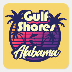 Golfküste Alabama Quadratischer Aufkleber