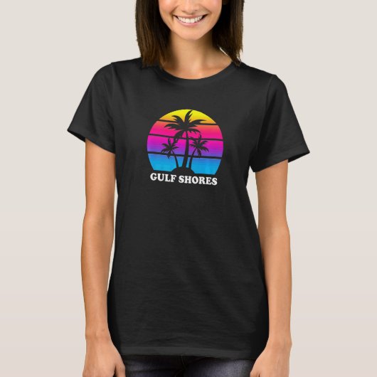 Golfküste Alabama Retro Palme Tree Sunset Vacatio T-Shirt (Vorderseite)
