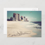 Golfküste, Alabama Sandwriting Beach Waves Worte Postkarte (Vorne/Hinten)