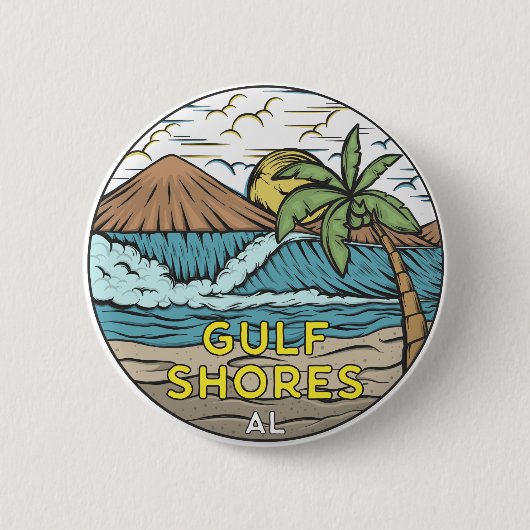 Golfküste Alabama Vintag Button (Vorderseite)