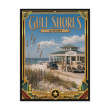 Golfküste Alabama Vintage Art Deco Goldenes Zeital