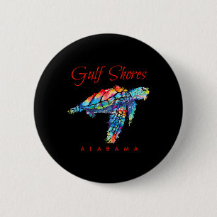Golfküste Alabama Wasserfarbenschildkröte Button
