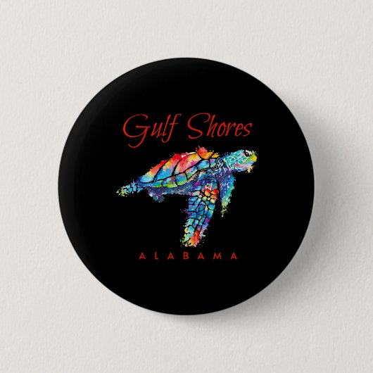 Golfküste Alabama Wasserfarbenschildkröte Button (Vorderseite)